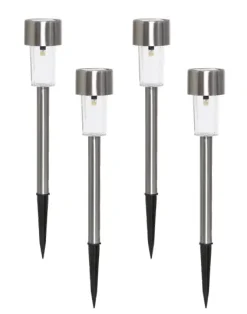 TrendLine LED Solarleuchte 4er Set Edelstahl, 33 cm, neutralweiß