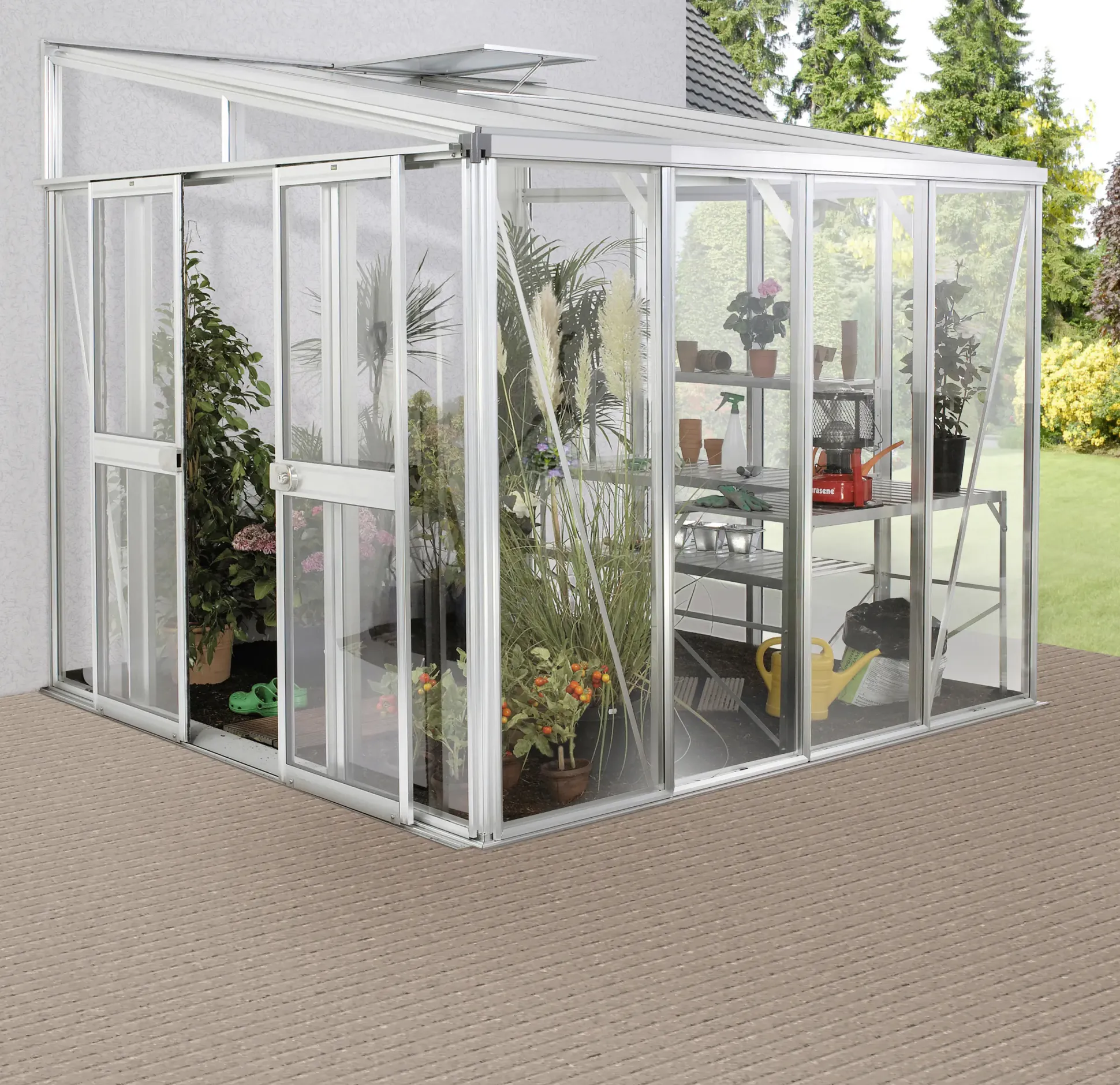 Vitavia Anlehngewächshaus Nachrüstset Helena 7000 aluminium 3 mm ESG