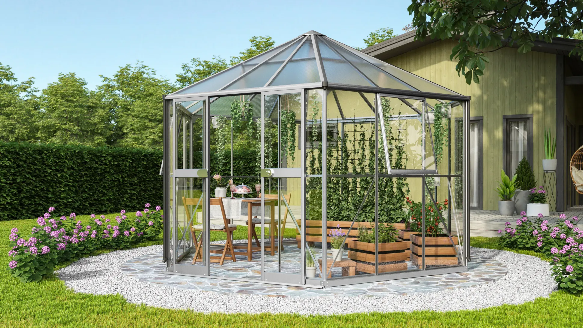 Vitavia Gewächshaus Pi 9000 ESG 3 mm 383 x 333 cm