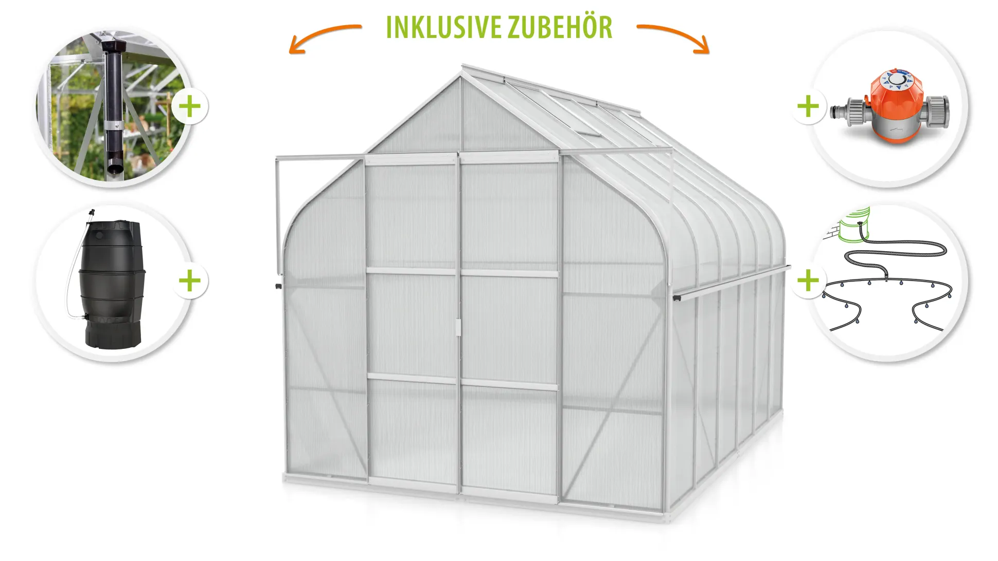 Vitavia Gewächshaus-Set Dione 9900 HKP 4 mm alu 254 x 378 cm
