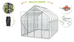 Vitavia Gewächshaus-Set Dione 9900 ESG 3 mm alu 254 x 379 cm