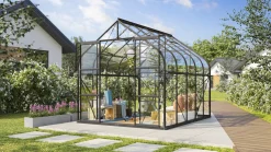 Vitavia Gewächshaus-Set Dione 8300 ESG 3 mm schwarz 254 x 317 cm