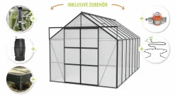 Vitavia Gewächshaus-Set Uranus 11500 HKP 4 mm schwarz 254 x 441 cm