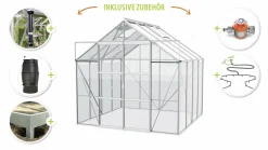 Vitavia Gewächshaus-Set Uranus 6700 ESG 3 mm alu 254 x 254 cm