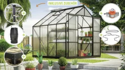 Vitavia Gewächshaus-Set Uranus 6700 HKP 4 mm schwarz 254 x 254 cm