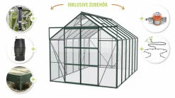 Vitavia Gewächshaus-Set Uranus 9900 ESG 3 mm smaragd 254 x 379 cm