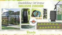 Vitavia Gewächshaus-Set Uranus 9900 ESG 3 mm smaragd 254 x 379 cm