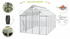 Vitavia Gewächshaus-Set Uranus 11500 ESG 3 mm alu 254 x 441 cm