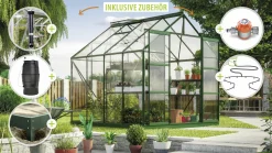 Vitavia Gewächshaus-Set Uranus 6700 ESG 3 mm smaragd 254 x 254 cm