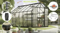 Vitavia Gewächshaus-Set Uranus 9900 HKP 6 mm schwarz 254 x 379 cm