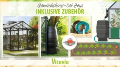 Vitavia Gewächshaus-Set Zeus 11900 ESG/HKP schwarz 266 x 473 cm