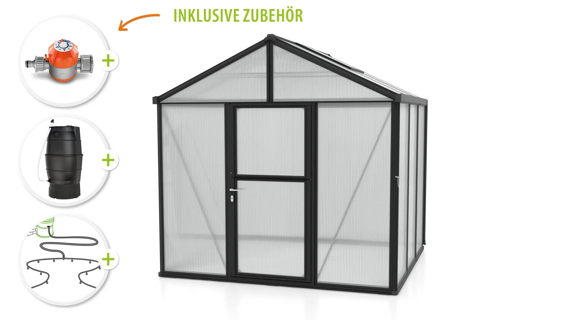 Vitavia Gewächshaus-Set Zeus 6200 HKP 10 mm schwarz 266 x 249 cm