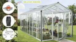 Vitavia Gewächshaus-Set Zeus 15700 ESG/HKP alu 266 x 621 cm