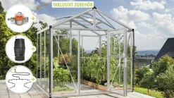 Vitavia Gewächshaus-Set Zeus 6200 ESG/HKP alu 266 x 249 cm
