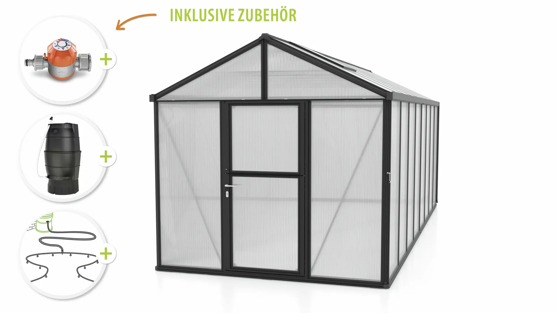 Vitavia Gewächshaus-Set Zeus 15700 HKP 10 mm schwarz 266 x 621 cm