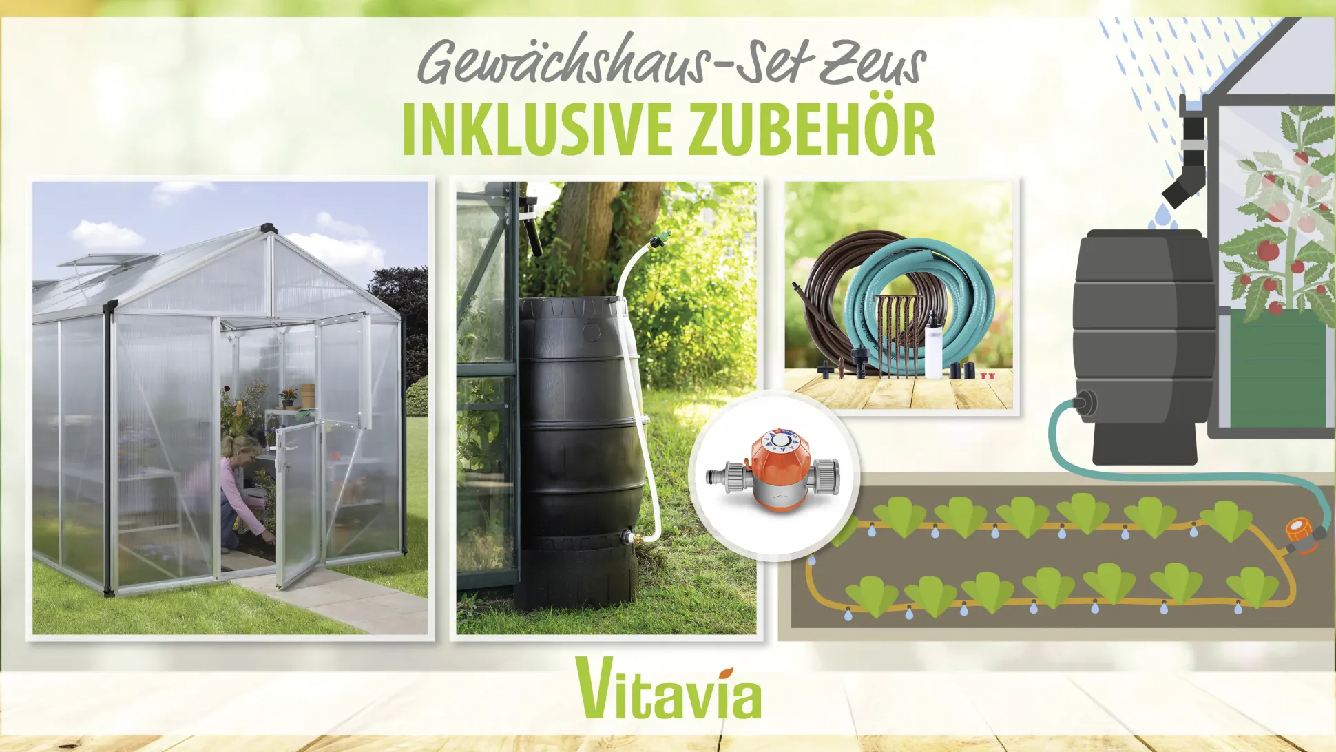 Vitavia Gewächshaus-Set Zeus 15700 HKP 10 mm alu 266 x 621 cm