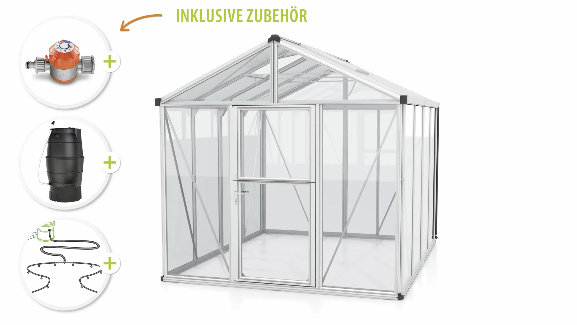 Vitavia Gewächshaus-Set Zeus 8100 ESG/HKP alu 266 x 324 cm