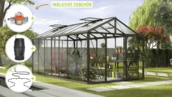 Vitavia Gewächshaus-Set Zeus 13800 ESG/HKP schwarz 266 x 547 cm