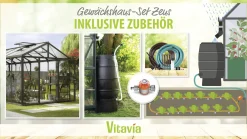 Vitavia Gewächshaus-Set Zeus 13800 ESG/HKP schwarz 266 x 547 cm