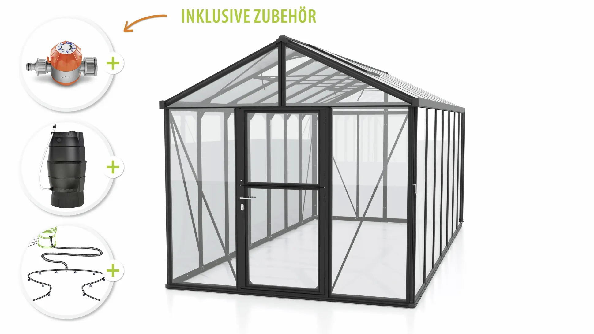 Vitavia Gewächshaus-Set Zeus 13800 ESG/HKP schwarz 266 x 547 cm