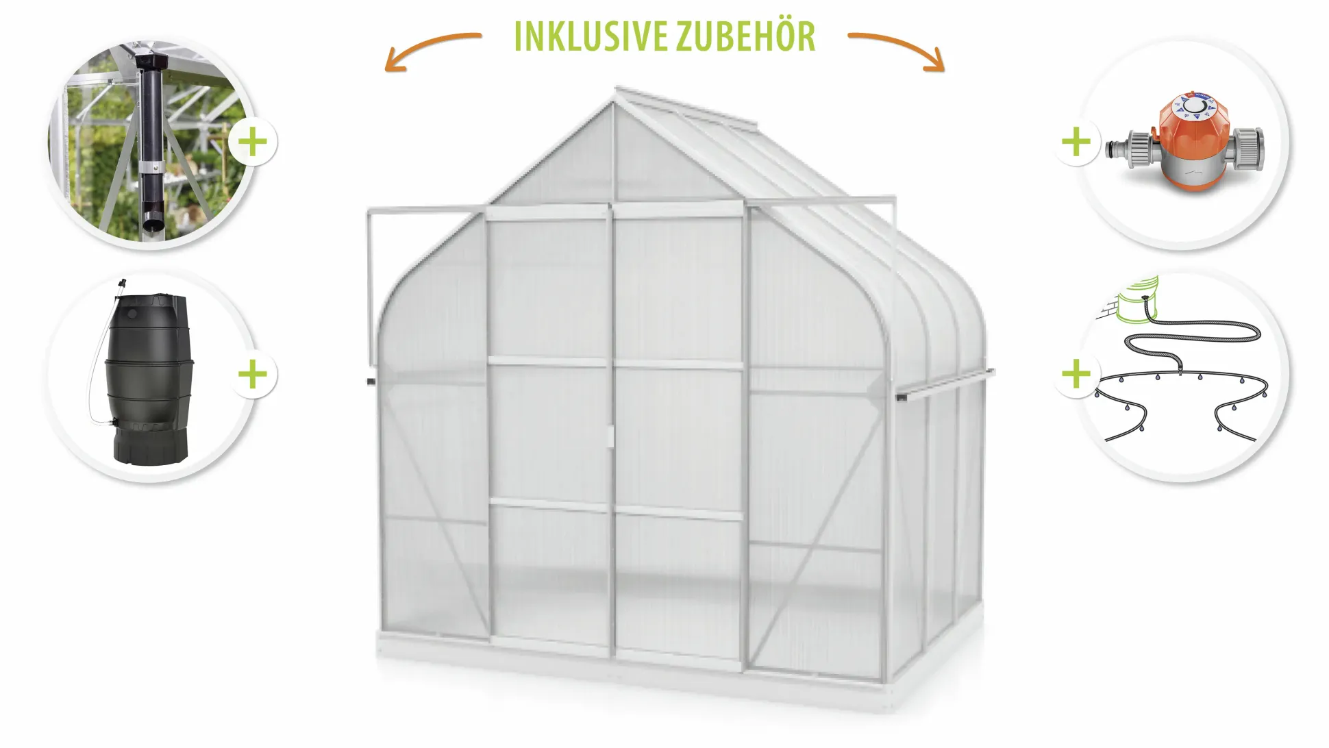 Vitavia Gewächshaus-Set-Set Dione 5000 HKP 4 mm alu 254 x 192 cm