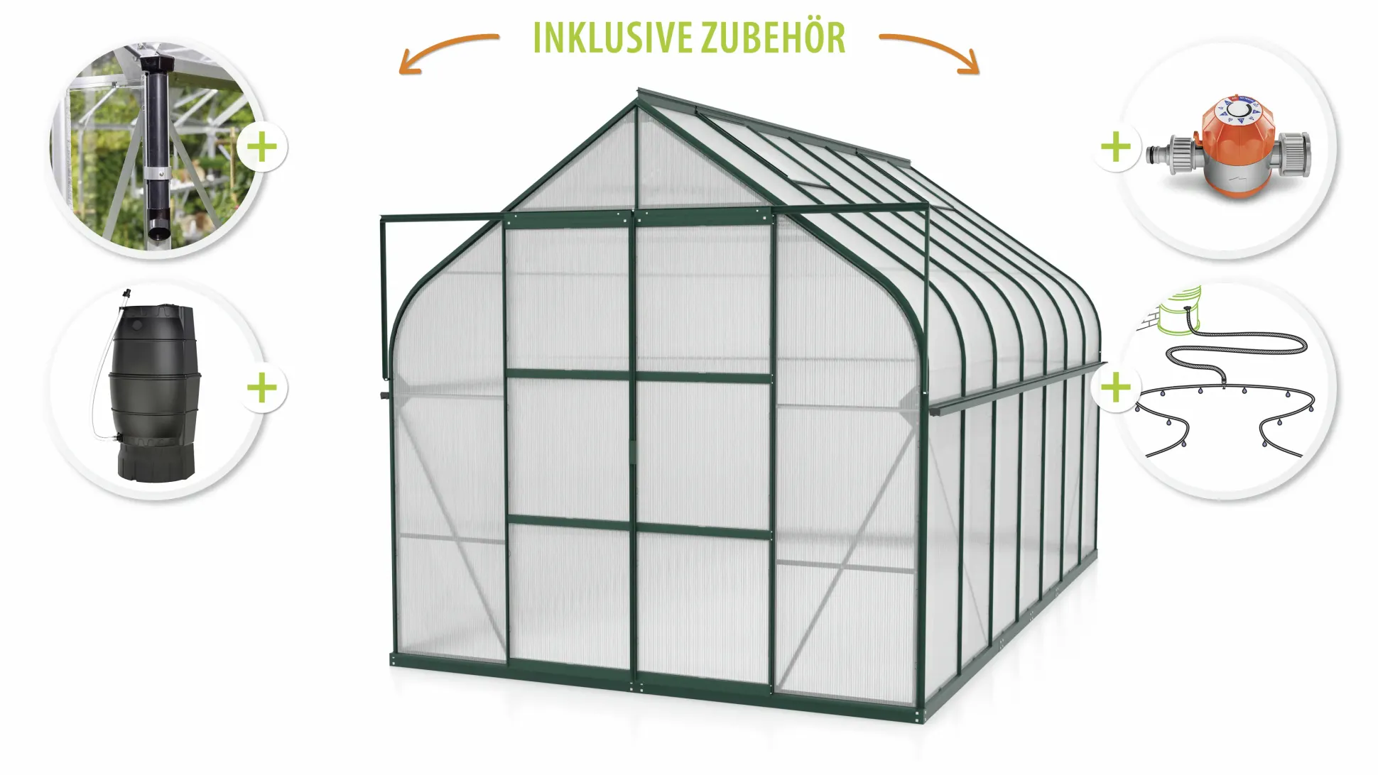 Vitavia Gewächshaus-Set-Set Dione 11500 HKP 4 mm smaragd 254 x 441 cm