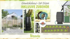 Vitavia Gewächshaus-Set-Set Dione 5000 ESG 3 mm alu 254 x 192 cm