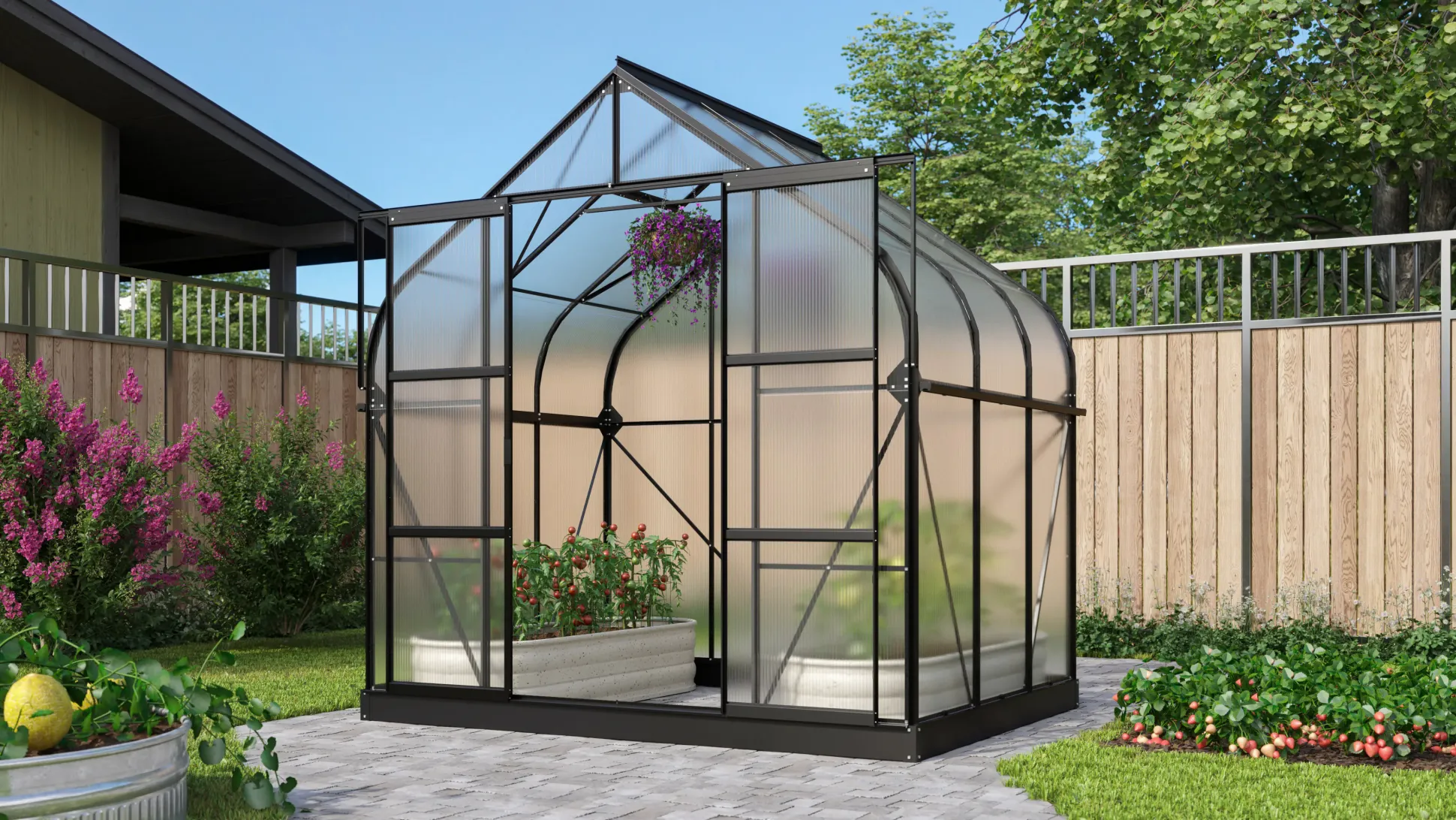 Vitavia Gewächshaus-Set-Set Dione 5000 HKP 4 mm schwarz 254 x 192 cm
