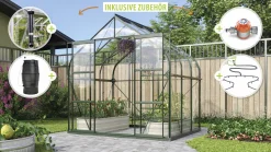 Vitavia Gewächshaus-Set-Set Dione 5000 ESG 3 mm smaragd 254 x 192 cm