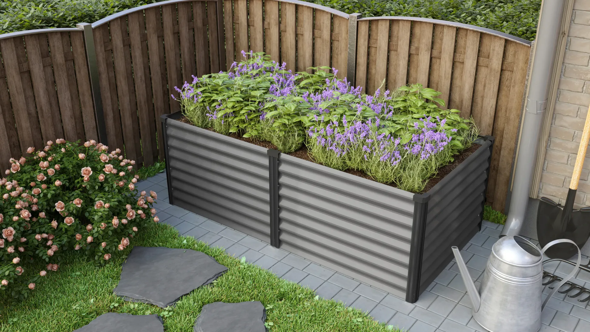 Vitavia Hochbeet Meta 96 x 188 x 63 cm granit schwarz