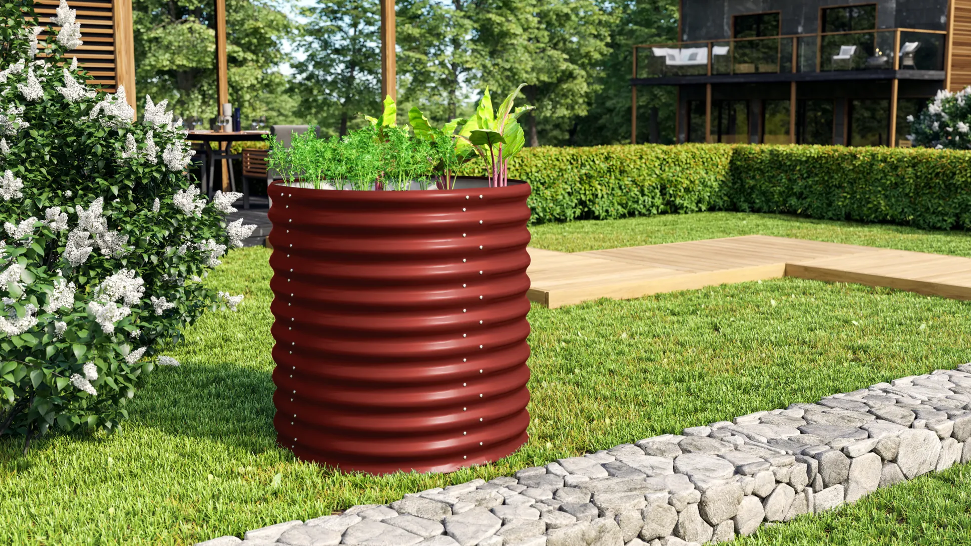 Vitavia Hochbeet Terra Rund 82 x 82 x 86 cm rubin