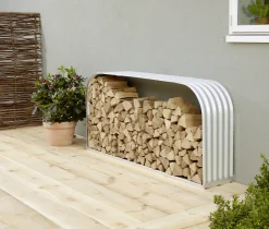 Vitavia Kaminholzregal Lignum 210 x 40 x 100 cm blank aluminium Querformat