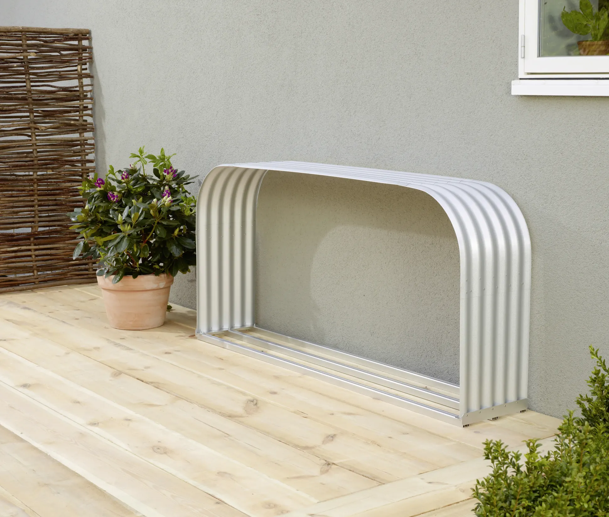 Vitavia Kaminholzregal Lignum 210 x 40 x 100 cm blank aluminium Querformat
