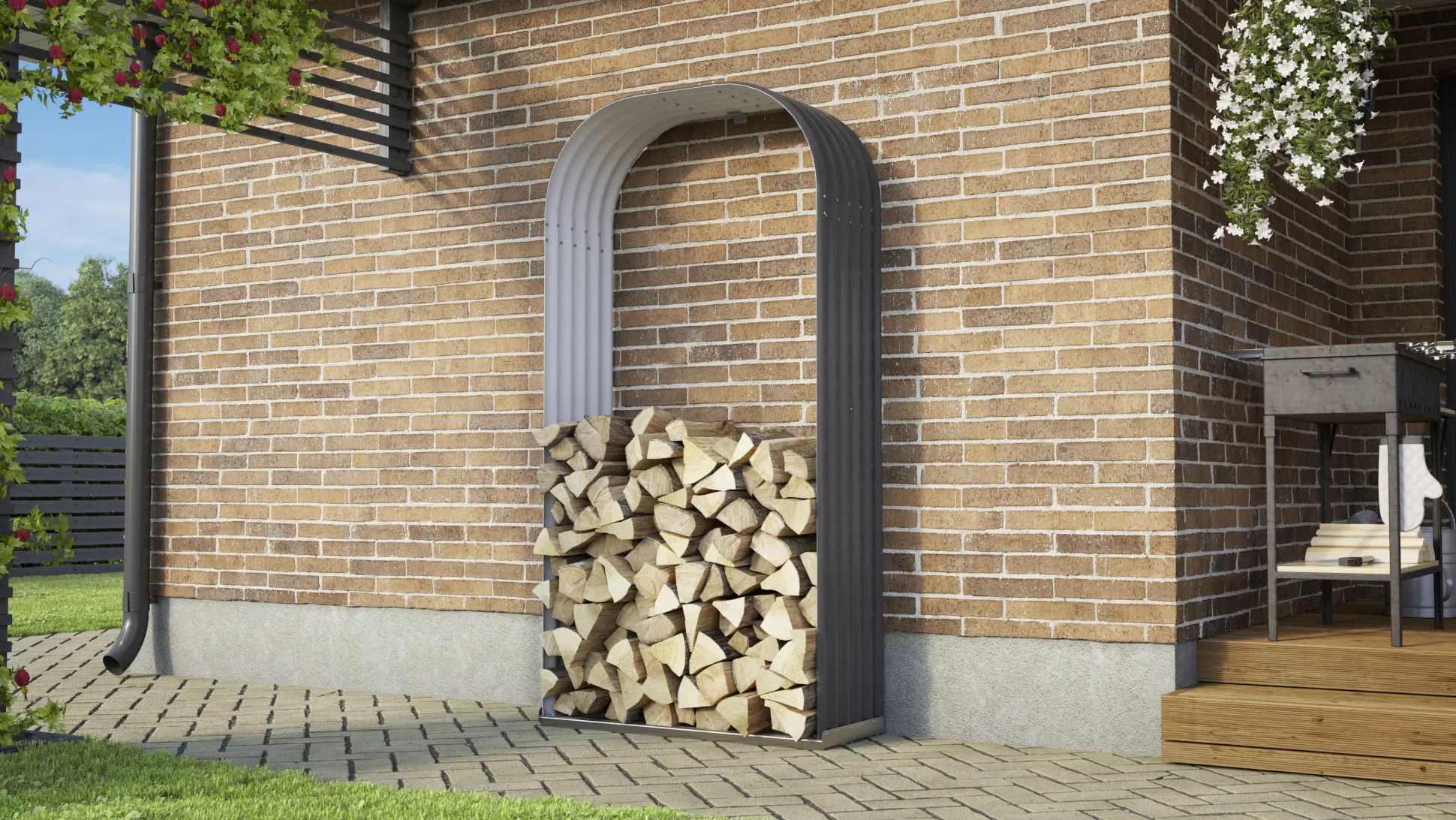 Vitavia Kaminholzregal Lignum 99 x 40 x 200 cm granit Hochformat