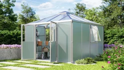 Vitavia Metallgerätehaus Universum salbei-grau eloxiert 321 x 321 cm