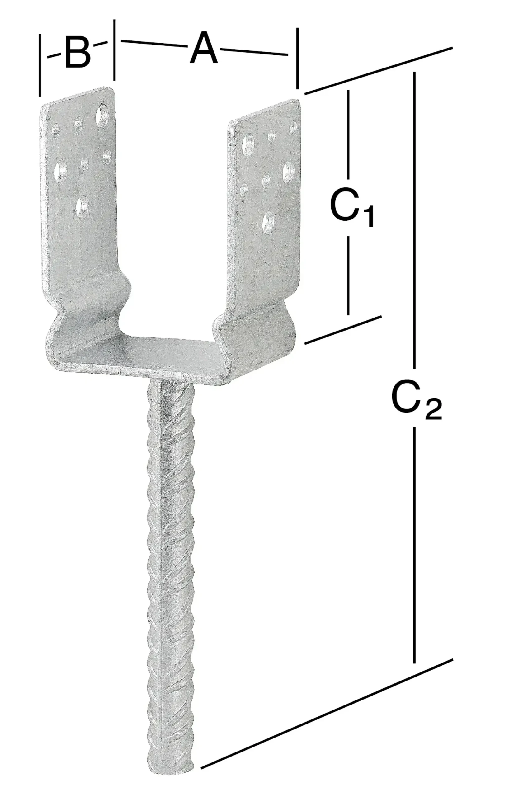 Vormann Schwere Stützenschuhe feuerverzinkt 91 x 60 x 125/325 mm