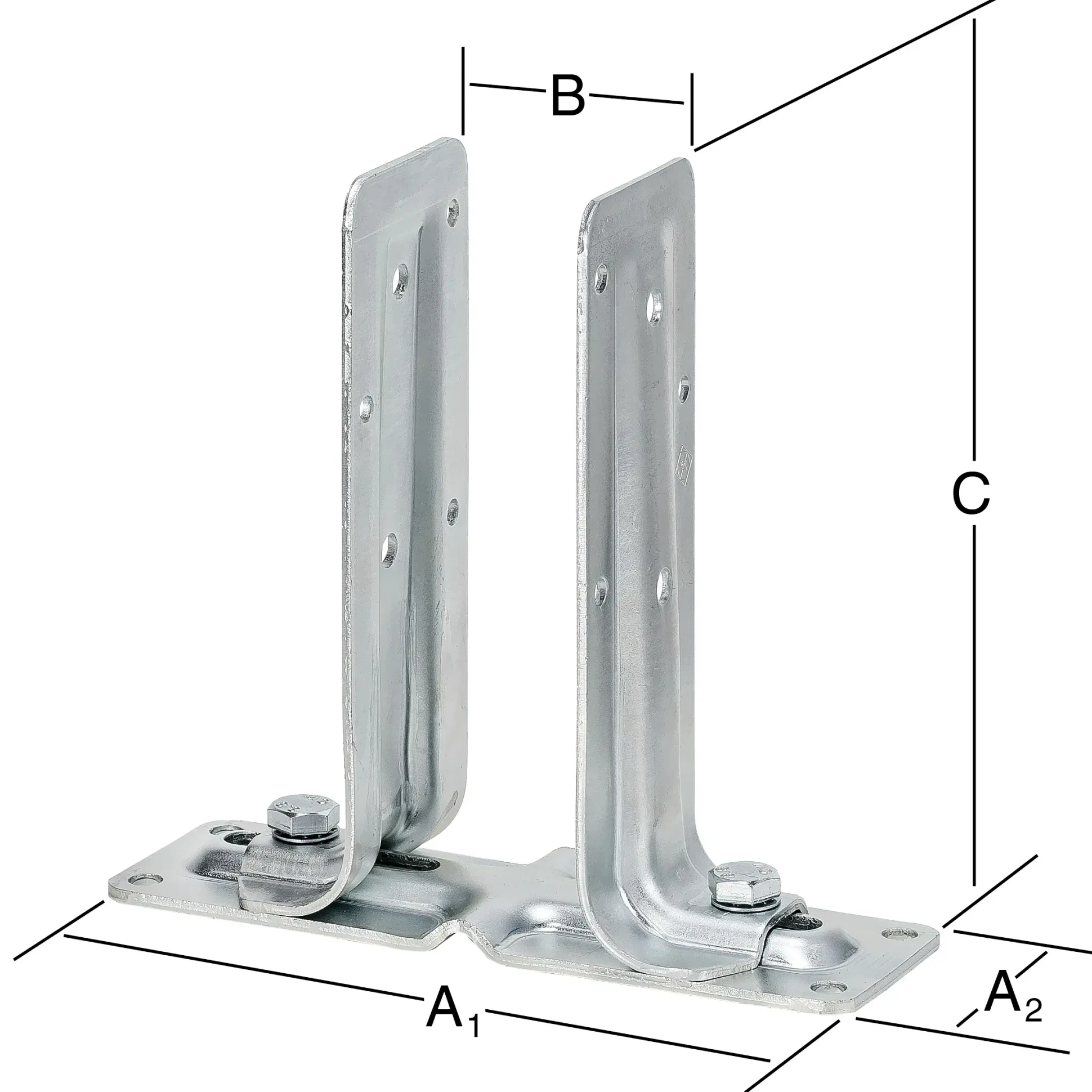 Vormann Verstellbare Stützenschuhe verzinkt 270/65 x 70-140 x 205 mm