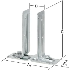 Vormann Verstellbare Stützenschuhe verzinkt 215/65 x 0-90 x 205 mm