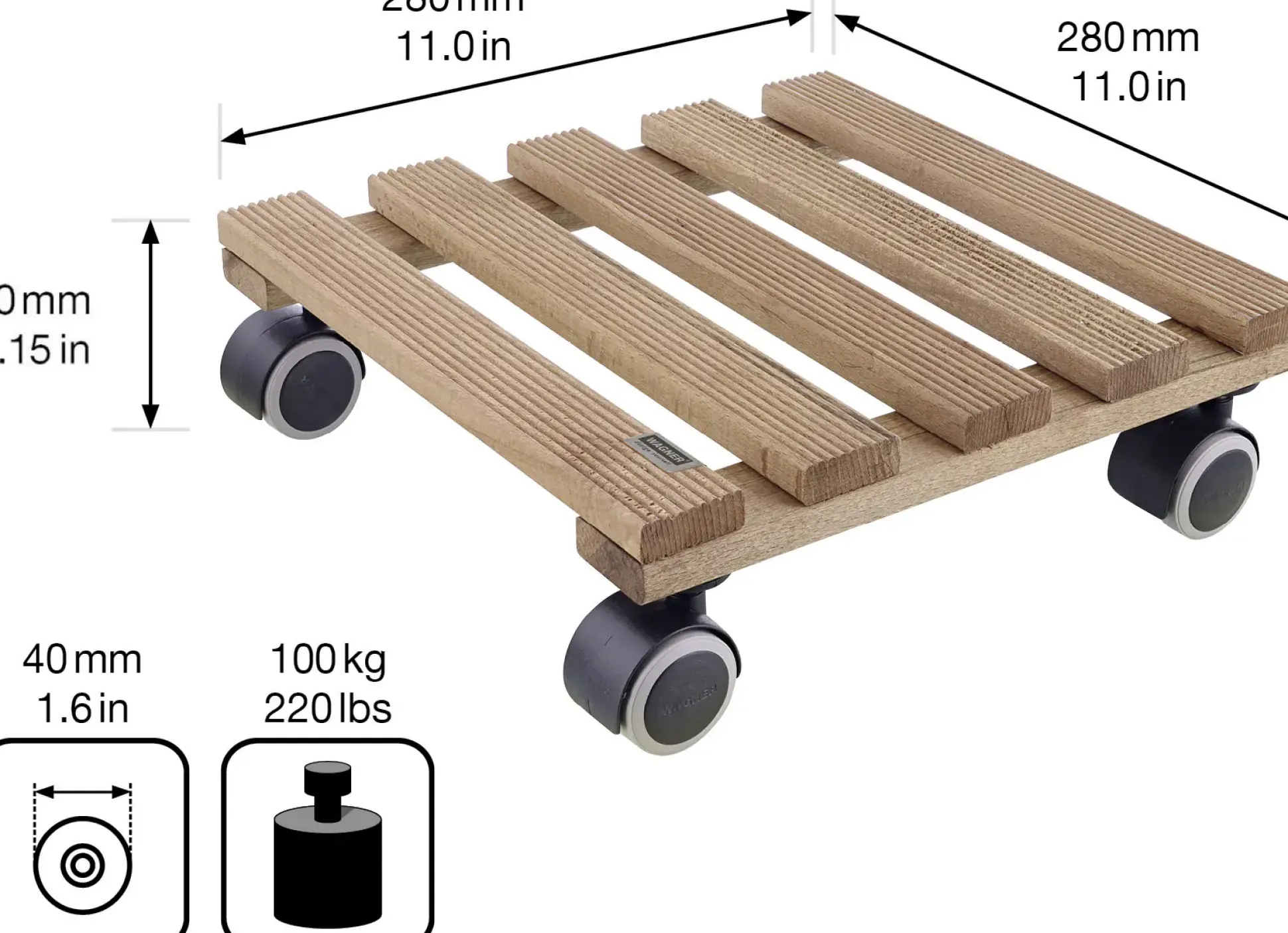 Wagner Multiroller Holz 28 x 28 cm braun