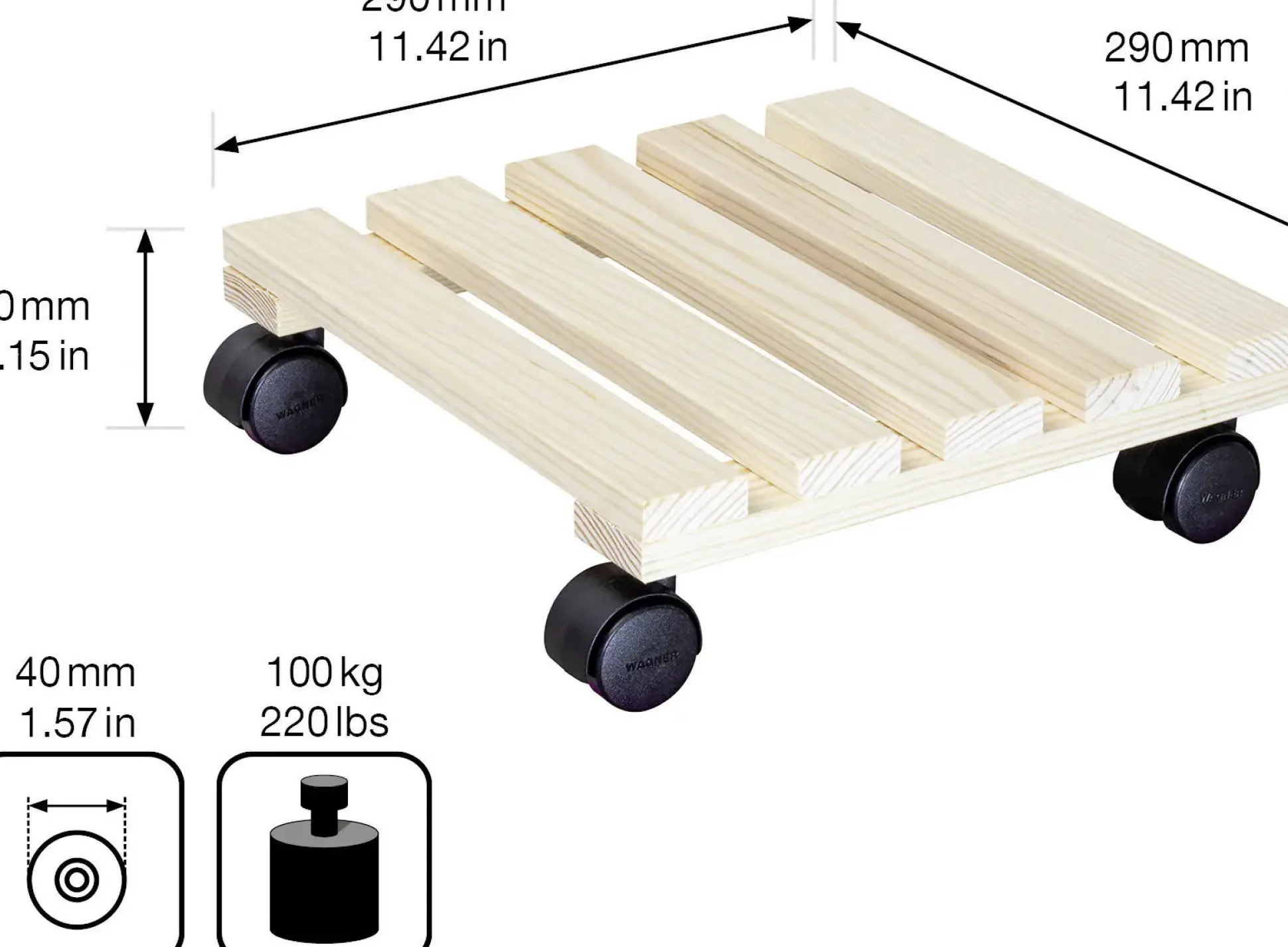 Wagner Multiroller Holz 30 x 30 cm natur