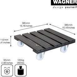 WAGNER Pflanzenroller WPC eckig 38,5 x 38,5 cm Tragkraft bis max. 120 kg