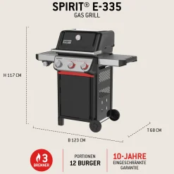 Weber Gasgrill Spirit E-335, Grillfläche: 52 x 44 cm