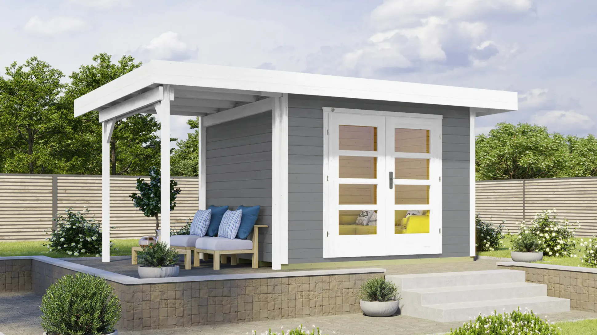 Weka Designhaus 126 A 442 x 241 cm grau mit Fußboden