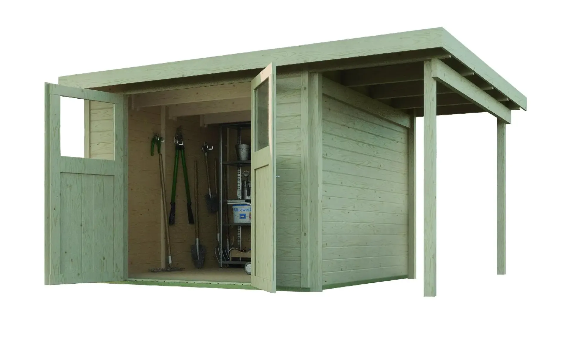 Weka Gartenhaus Mina 369 x 250 cm natur mit Fußboden