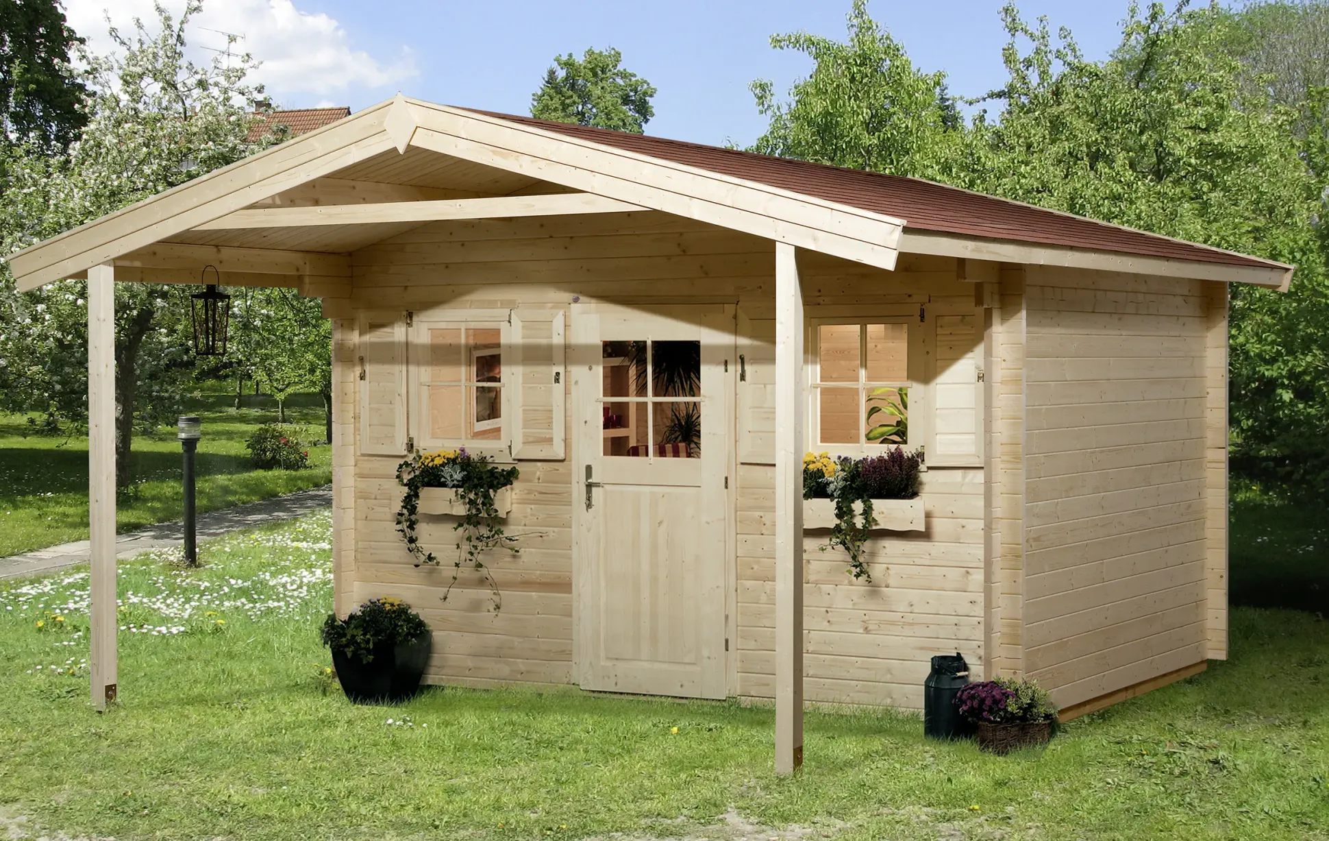 Weka Gartenhaus Weekendhaus Eirik A 380 x 580 cm natur mit Fußboden