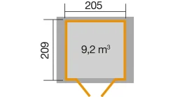 Weka Gartenhaus Zoey 296 x 205 cm anthrazit mit Fußboden