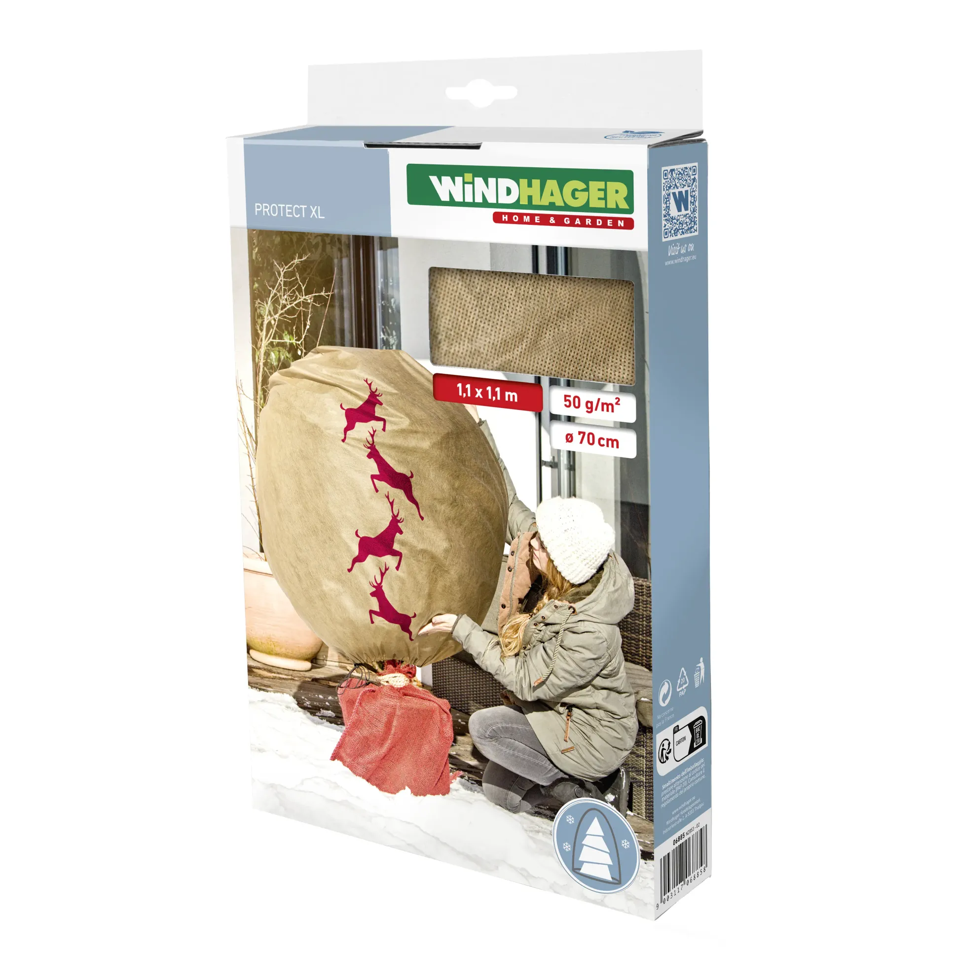 Windhager Deko-Haube Protect XL 1,1 x 1,1 m, beige mit Hirschmotiv