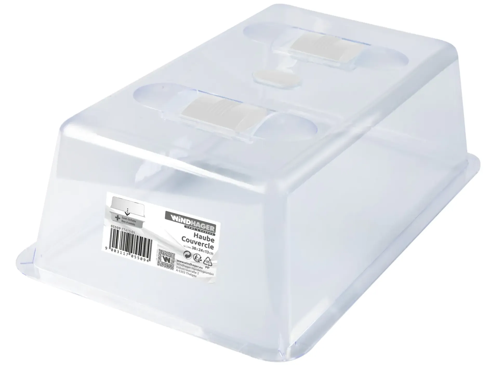 Windhager Haube für Aussaatschale 24 x 38 x 13 cm, transparent