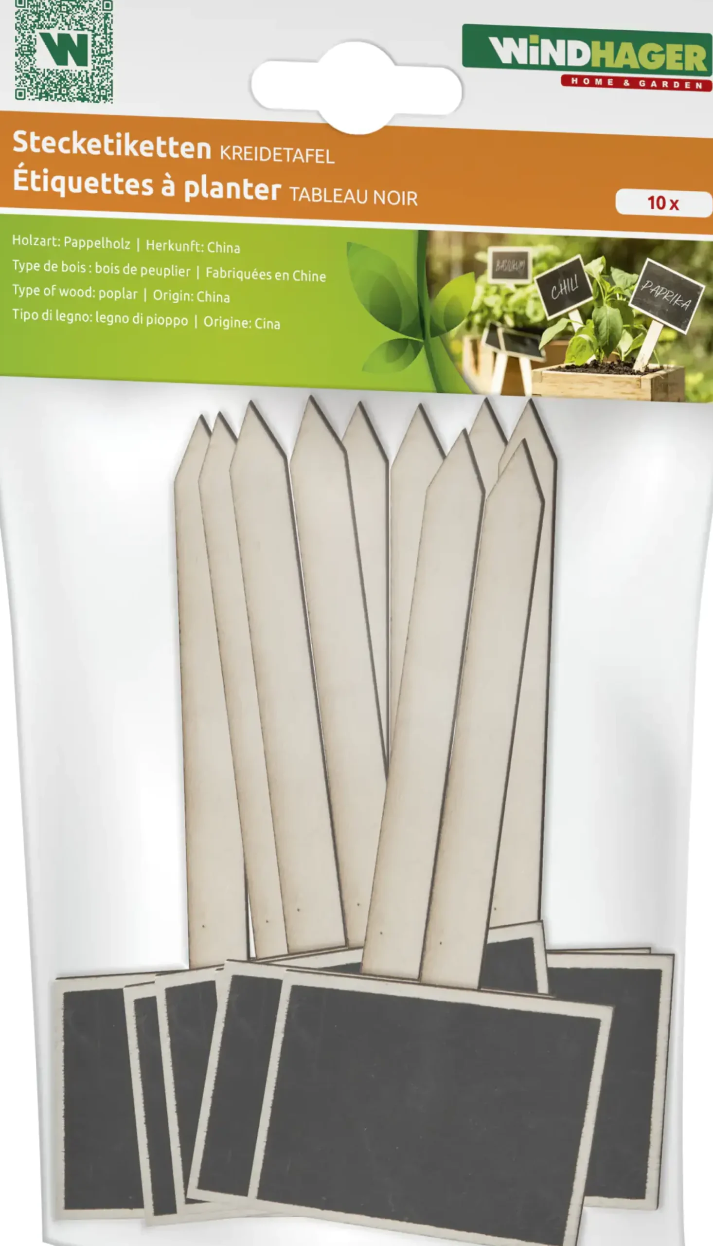 Windhager Stecketiketten Kreidetafel 7,5 x 17,5 cm, 10 Stück