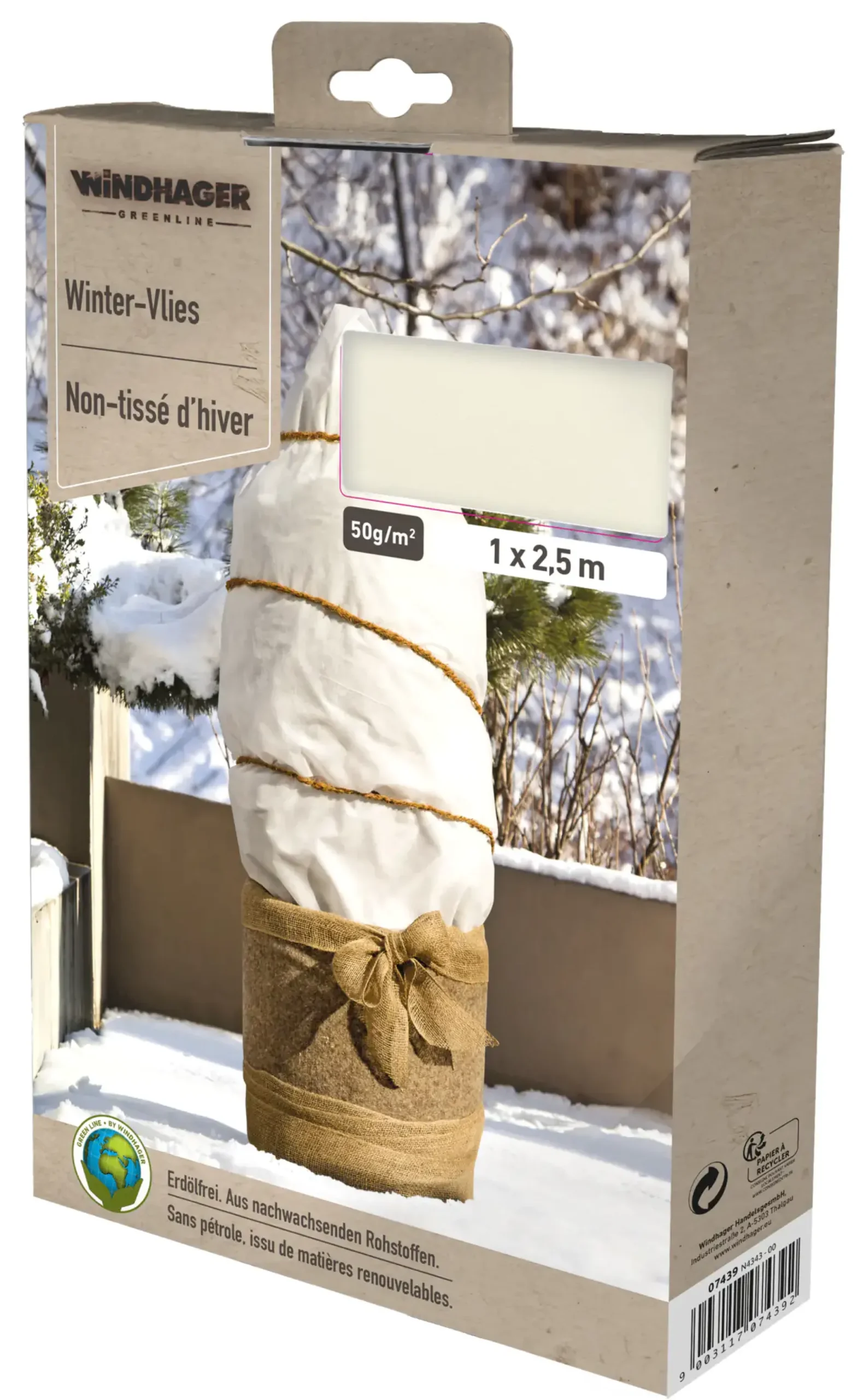 Windhager Winterschutz für Pflanzen Vlies 1 x 2,5 m weiß